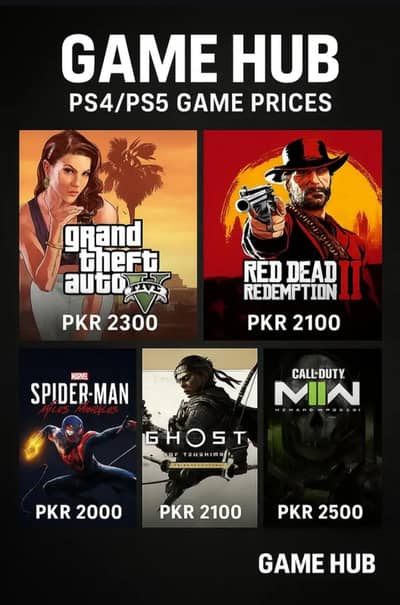 RDR2, Tekken 7, Ghost of Tsushima, hitman, uncharted 4, spiderman 1,2