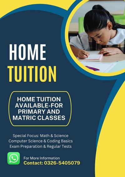 Home and Online tuition available for primary and matric (faisalabad)