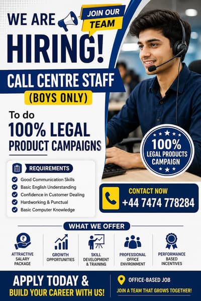 Need experienced call centre boys.