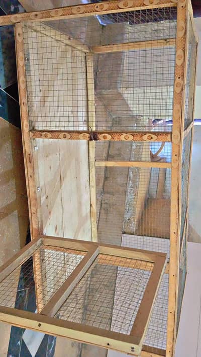 spacious wooden cage