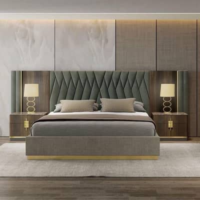Wooden bed set - King size bed - bed side table - room furniture