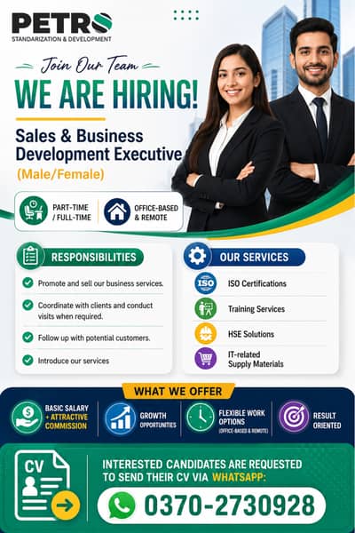 Sales & Business Development Executive Required | Part/Full-Time