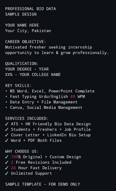 Bio Data Profile Design 24 Hour