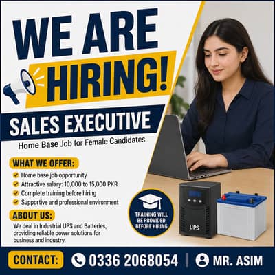 we are hiring | Sales Executive Job for Females | Home-Based