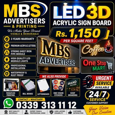 LED 3D acrylic sign board panaflex offset printing press digital