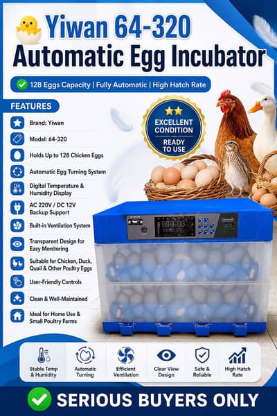 Yiwan 128 eggs fully automatic incubator
