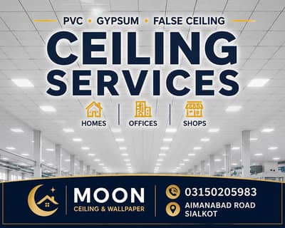 PVC Ceiling, Gypsum Ceiling & False Ceiling Services in Sialkot.