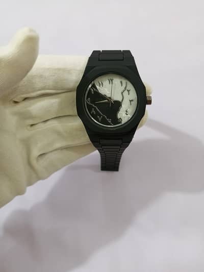  Aura Premium Black Watch | Marble Pattern Dial