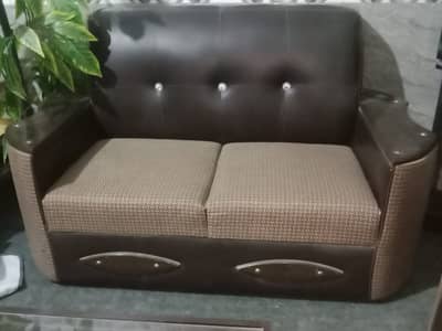 6 Seater Sofa Set, 3+2+1, Good Condition, Brown Color