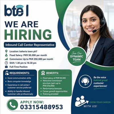 Inbound Call Center Representative Jobs in Bahria Town Phase 7 Rawalpi