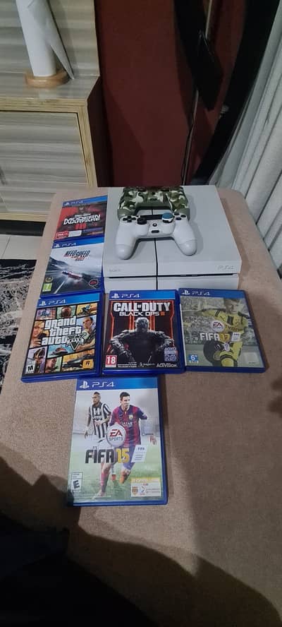 PS4 Fat + Original Controller + 6 Games (GTA V, COD, NFS) | Excellent
