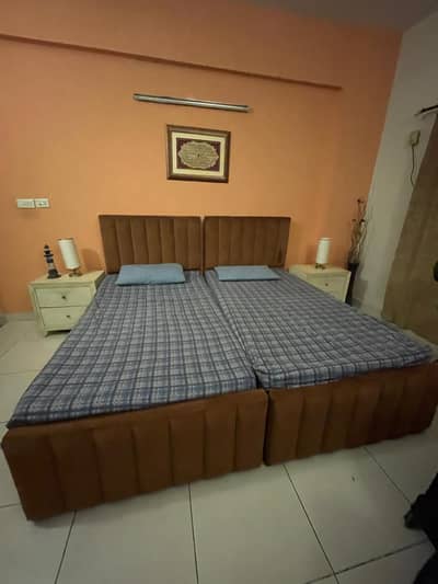 Twin Single Beds Set with Master Celeste Mattresses & Side Tables