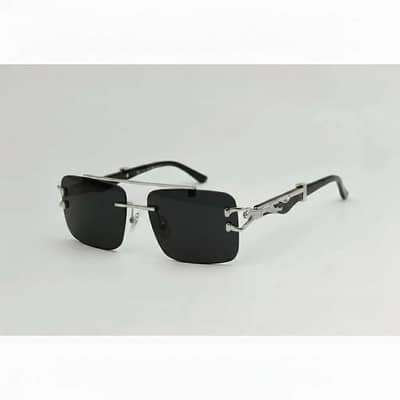 Luxury Panther Style Rimless Sunglasses for Men
