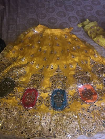 Bright yellow nd parrot green lehngaaa