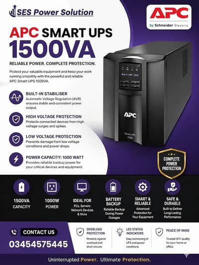 APC Smart UPS 1500VA | 1000W Capacity | Built-in Stabilizer