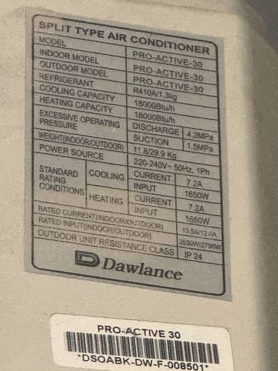 dawlance 1.5 tonne AC for sale
