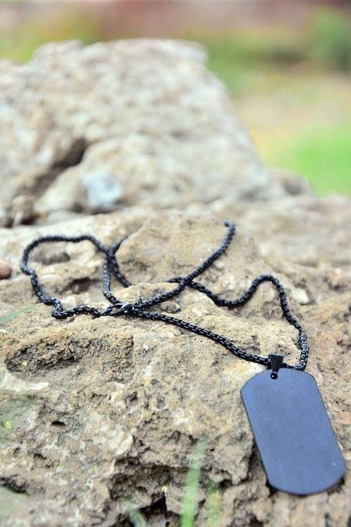 Matte black stainless steel necklace for men