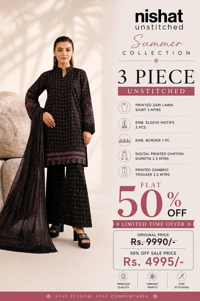 nishat Lawn Summer Collection on 50%off
