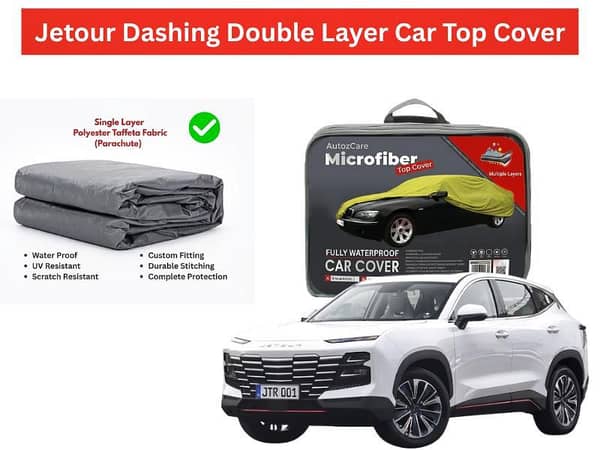 Jetour Dashing Double Layer Car Top Cover with Side Mirror Reflectors – Waterproof & UV Resistant
