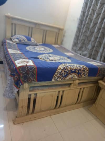 Wooden Bedset with 1 Matress 1 dressing table & 2 side tables for sale