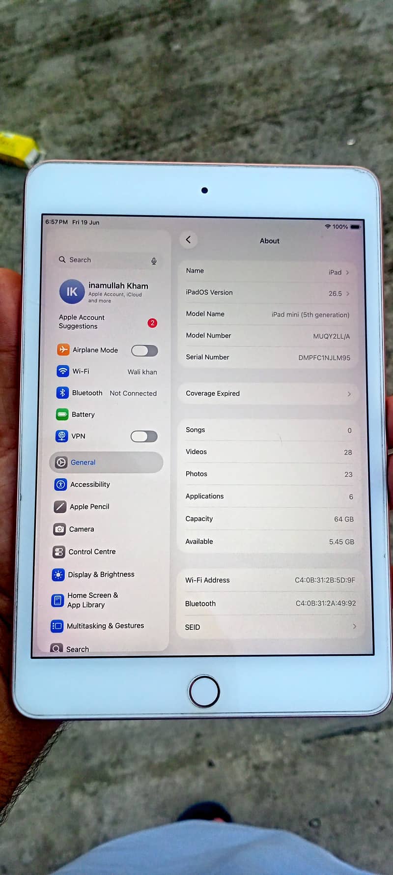 iPad mini5 new model 26.5 version update 2