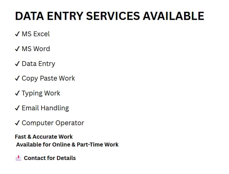 Online Data Entry Services | Excel, Copy Paste & Typing Work 1