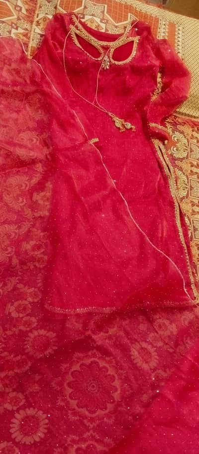 shocking pink beautiful long kameez silk