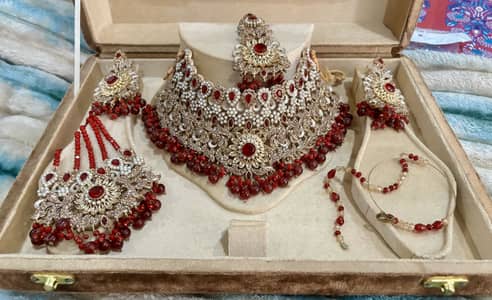 Bridal Jewellery Set | Necklace Set with Jhoomar, Nose Ring & Mala |