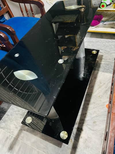 Modern Black Glass Console Table / Coffee Table (2-Tier)