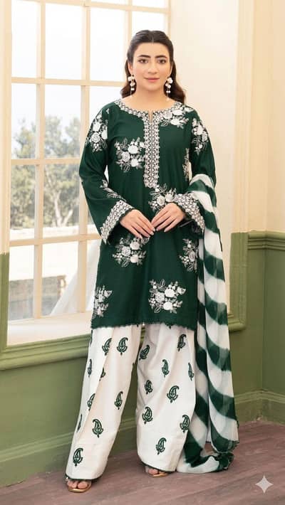 Pure Lawn 3Pc Embroidered Dress