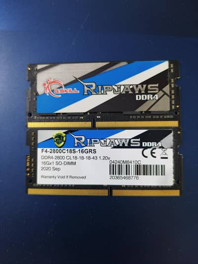 Gskill Ripjaws 16x2 32GB DDR4 2800mhz laptop Ram