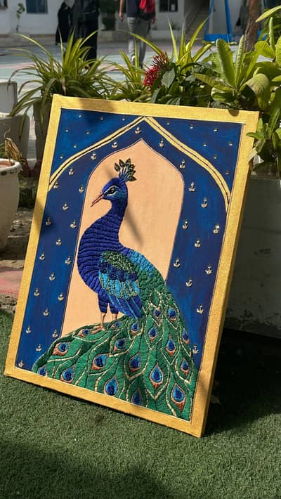 hand embroidered peacock