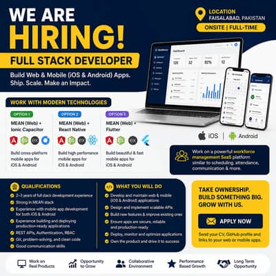 We're Hiring: Full Stack Developer (Web & Mobile)