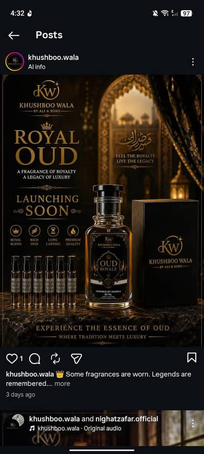 Royal Oud Perfume | Long Lasting Premium Fragrance | Unisex