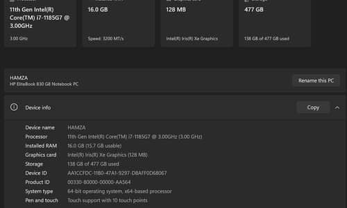 HP ELITEBOOK I7 11TH GEN 1185G7
