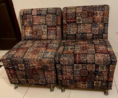 Multi-Color Patterned Sofa Chairs Pair