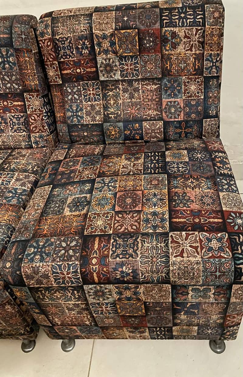 Multi-Color Patterned Sofa Chairs Pair 1