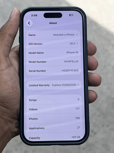 iPhone 16 128GB 100%BH JV black color in apple warranty