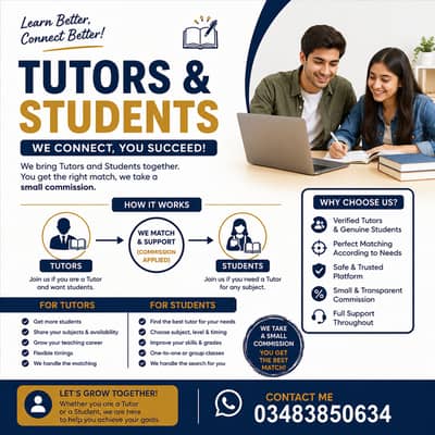 "Need a Tutor? Or need students? We Help You Find One"