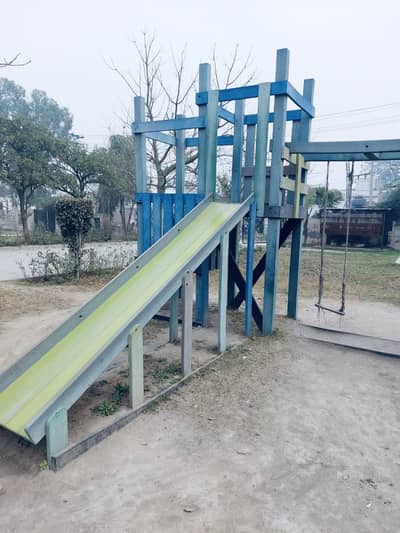 Outdoor Wooden Playground Slide Set