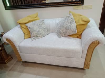 Luxury White Velvet Sofa Set – Elegant & Comfortable | 2 Seater & 3 S
