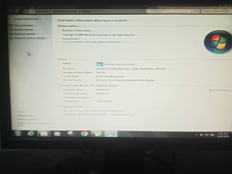 Computer setup Core 2due 0