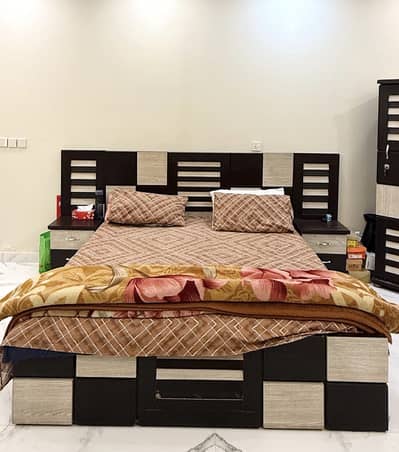 King size bed with side tables for urgent sale