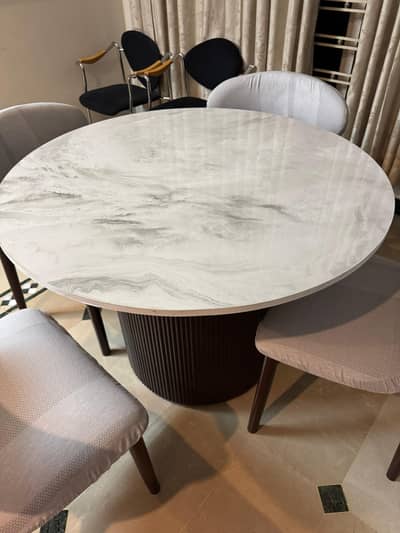 dining table round marble top solid wood