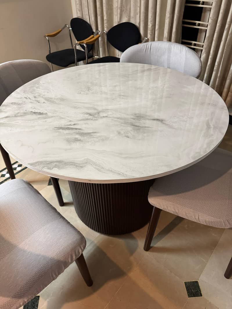 dining table round marble top solid wood 0