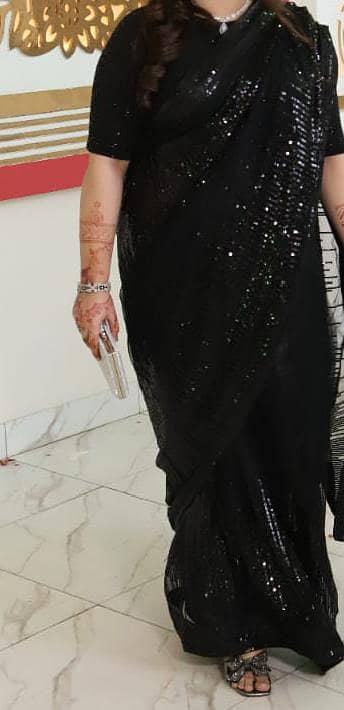 Fancy Black Sequin Saree – Perfect for Party & Wedding Wear