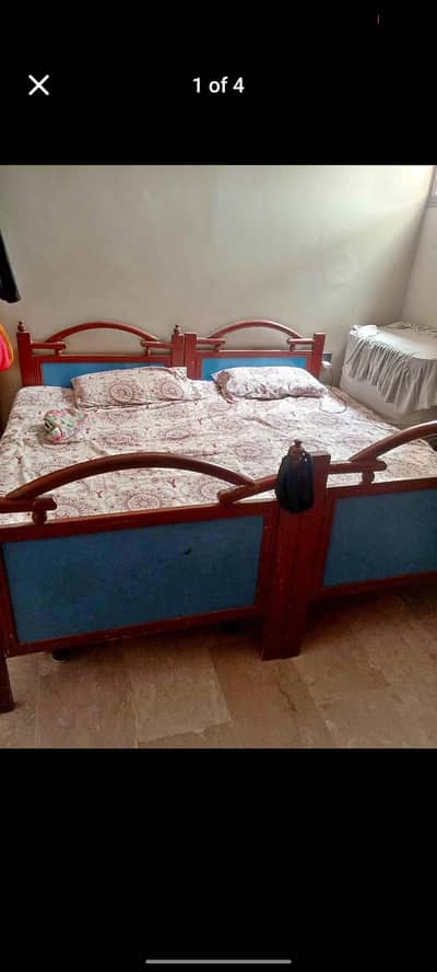 wood bed for sale. 2 bed hain. 03161027081