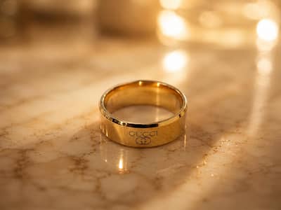 Gucci Engraved Icon Gold Band Ring