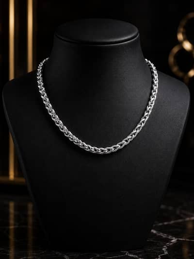 Silver Braided Chain Necklace – Premium Luxury Style