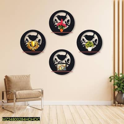 Bird wall shelves set of 4 Black decor